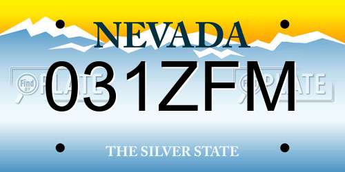 031ZFM Nevada License Plate