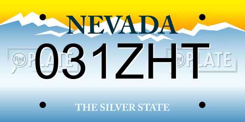 031ZHT Nevada License Plate