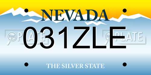031ZLE Nevada License Plate