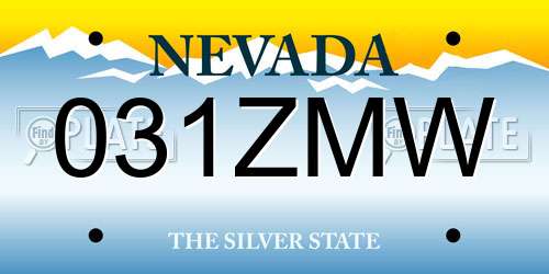 031ZMW Nevada License Plate