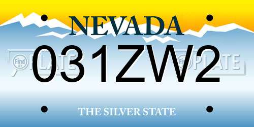 031ZW2 Nevada License Plate