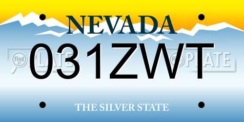 031ZWT Nevada License Plate