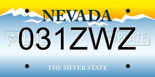 031ZWZ Nevada License Plate