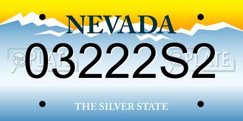 03222S2 Nevada License Plate