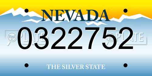 0322752 Nevada License Plate