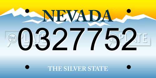 0327752 Nevada License Plate