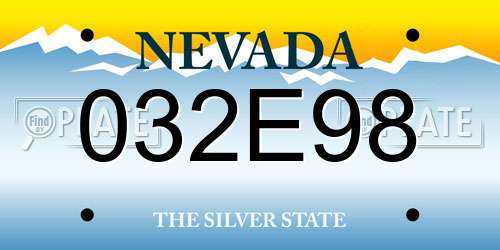 032E98 Nevada License Plate