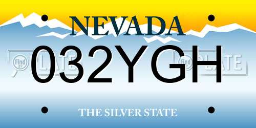 032YGH Nevada License Plate