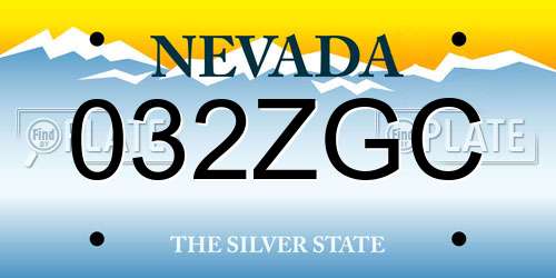032ZGC Nevada License Plate