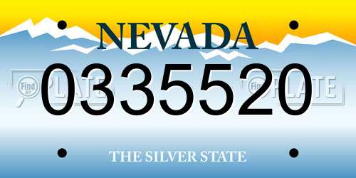 0335520 Nevada License Plate
