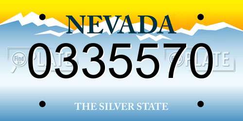 0335570 Nevada License Plate