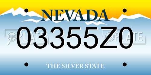 03355Z0 Nevada License Plate