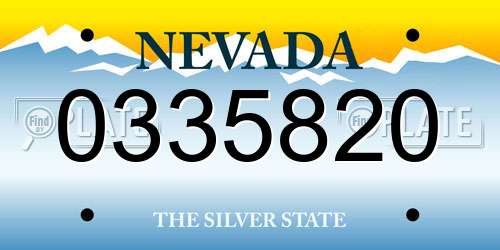 0335820 Nevada License Plate
