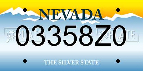 03358Z0 Nevada License Plate