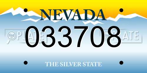 033708 Nevada License Plate