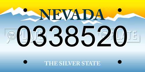 0338520 Nevada License Plate