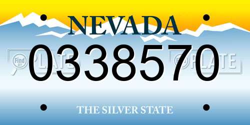 0338570 Nevada License Plate