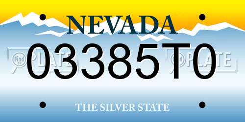 03385T0 Nevada License Plate