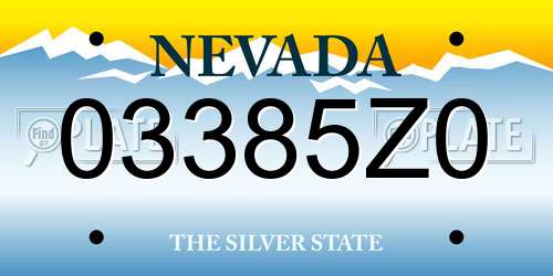 03385Z0 Nevada License Plate
