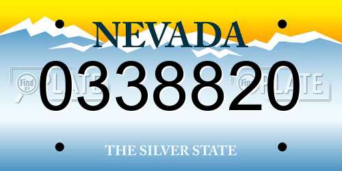 0338820 Nevada License Plate