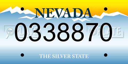 0338870 Nevada License Plate