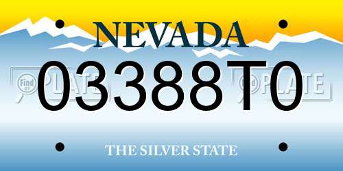 03388T0 Nevada License Plate