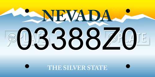 03388Z0 Nevada License Plate