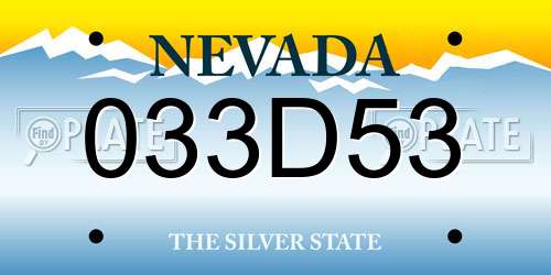 033D53 Nevada License Plate