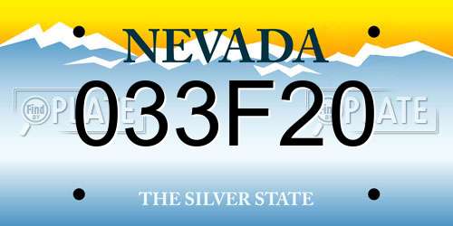 033F20 Nevada License Plate