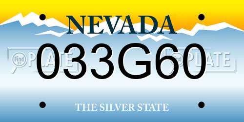 033G60 Nevada License Plate