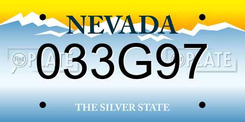 033G97 Nevada License Plate