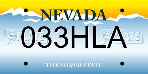 033HLA Nevada License Plate