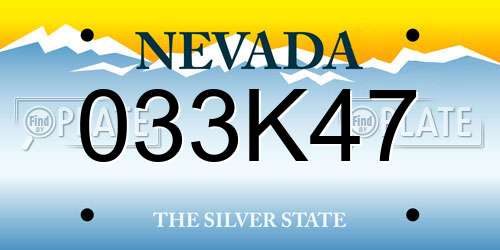 033K47 Nevada License Plate