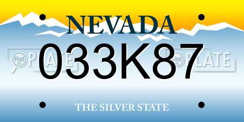033K87 Nevada License Plate