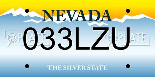 033LZU Nevada License Plate