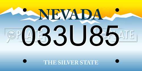 033U85 Nevada License Plate
