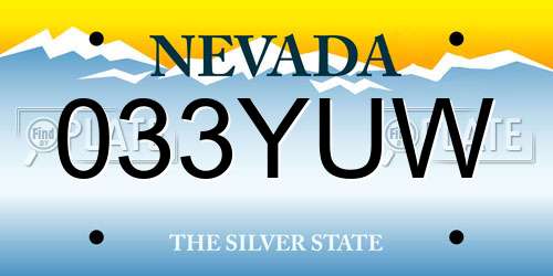 033YUW Nevada License Plate