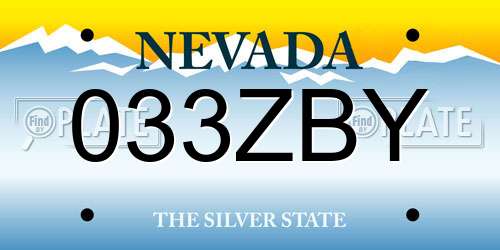 033ZBY Nevada License Plate
