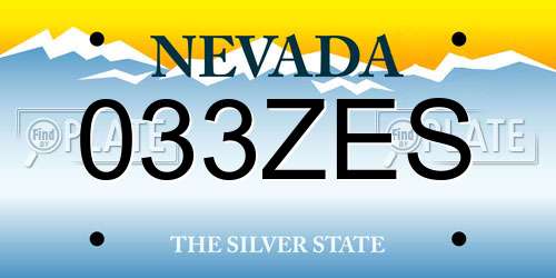033ZES Nevada License Plate