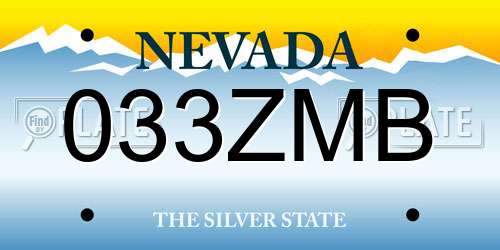 033ZMB Nevada License Plate