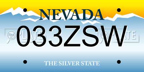 033ZSW Nevada License Plate