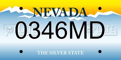 0346MD Nevada License Plate