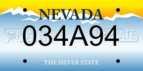 034A94 Nevada License Plate