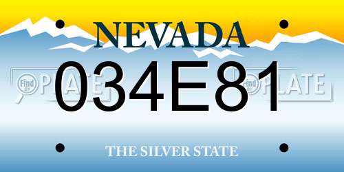 034E81 Nevada License Plate