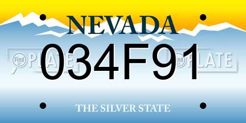 034F91 Nevada License Plate