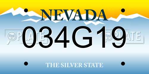 034G19 Nevada License Plate