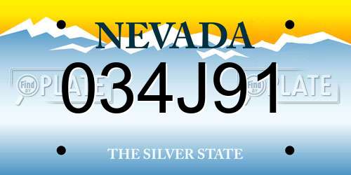 034J91 Nevada License Plate