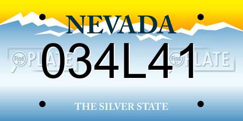 034L41 Nevada License Plate