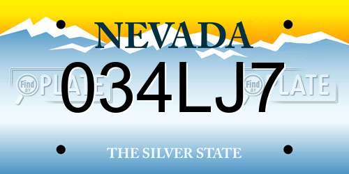 034LJ7 Nevada License Plate