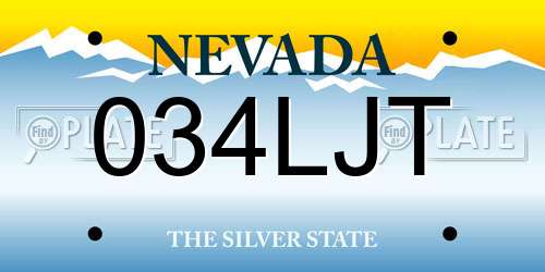 034LJT Nevada License Plate